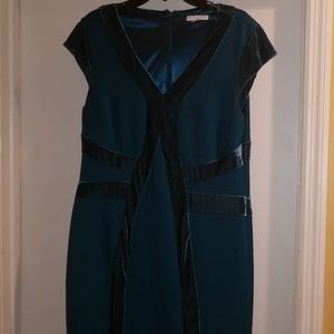 New York & Company Teal Mid-Length Dress